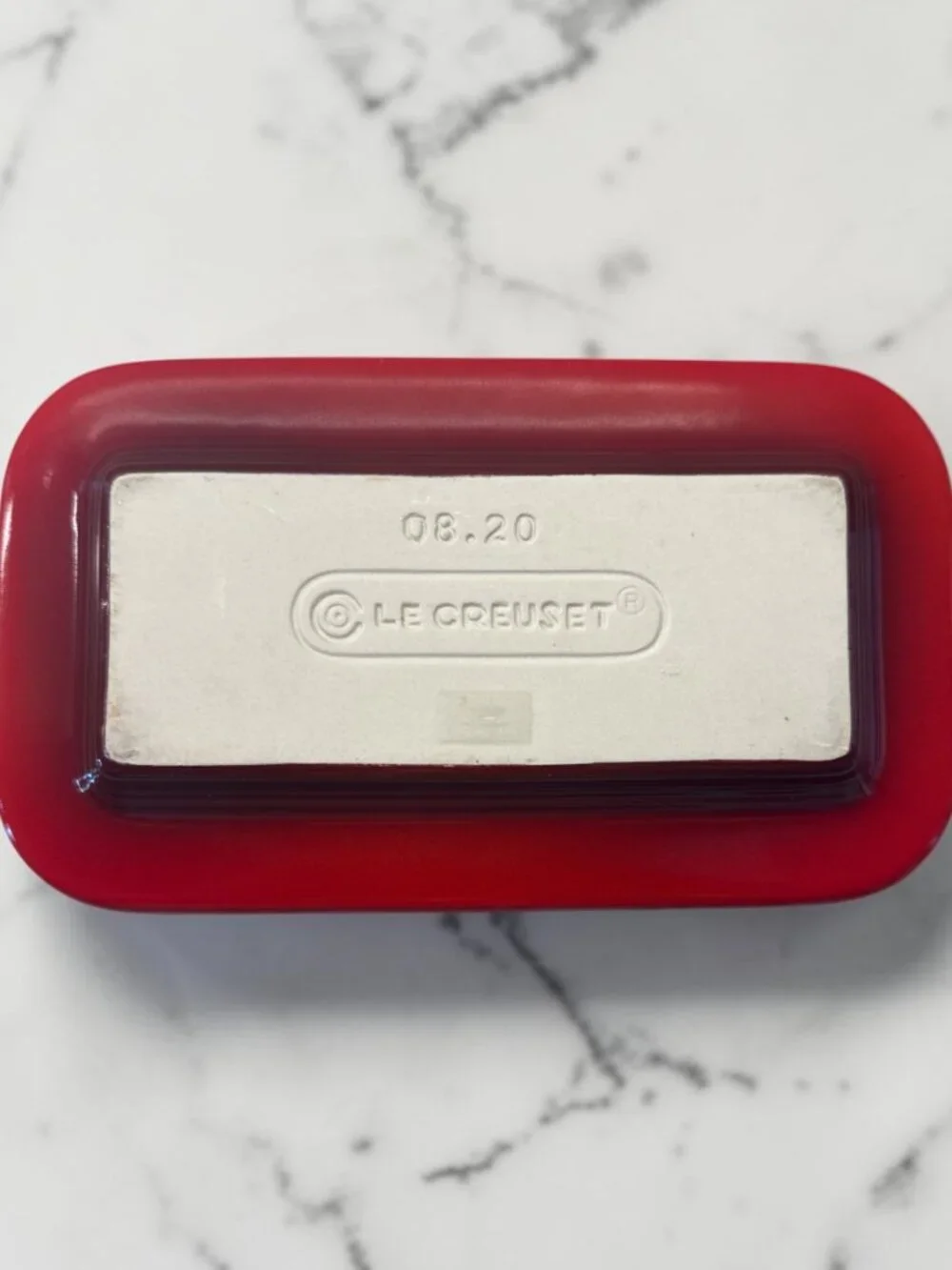 LE CREUSET BUTTER DISH 2 PIECE RED CHERRY RED STONEWARE
